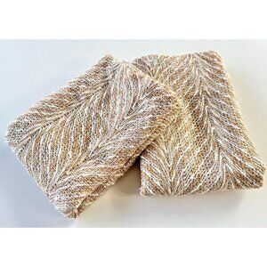 Vintage 70s curtain, cream tan oatmeal ombre wavy pattern, open weave, per panel